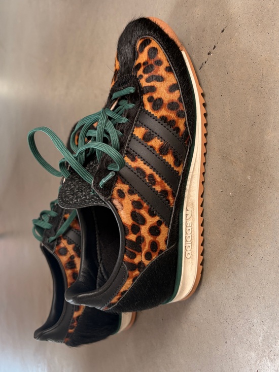 adidas Originals SL72 Leopard-Print Sneakers with Green Laces USW5 - Picture 5 of 6